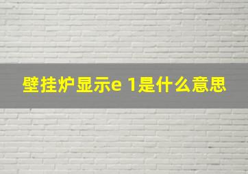 壁挂炉显示e 1是什么意思